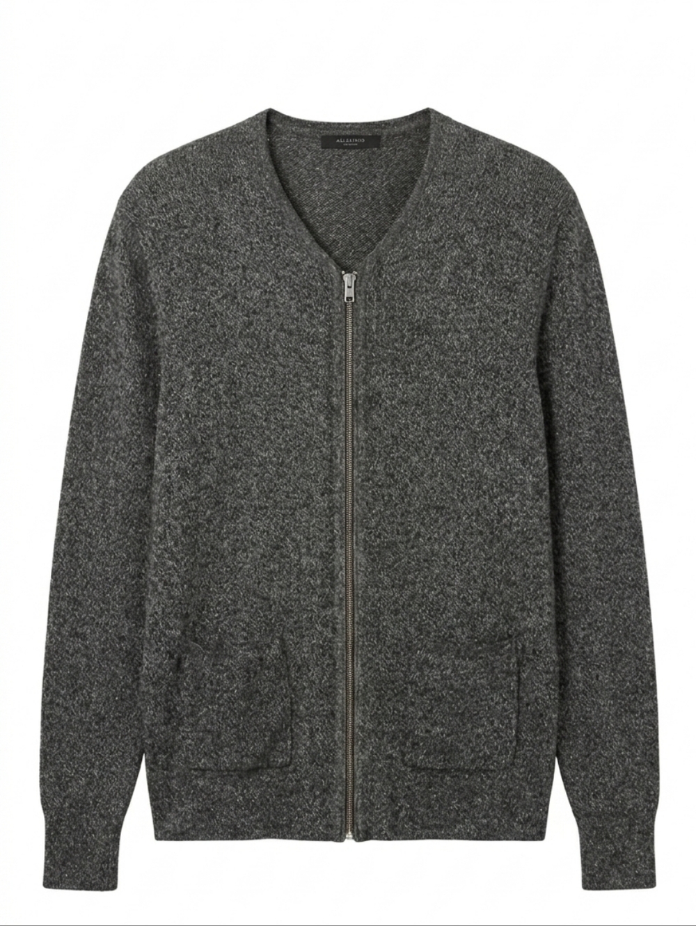 MEN"S - All Saints Charcoal Gray Zip-Up Sweater